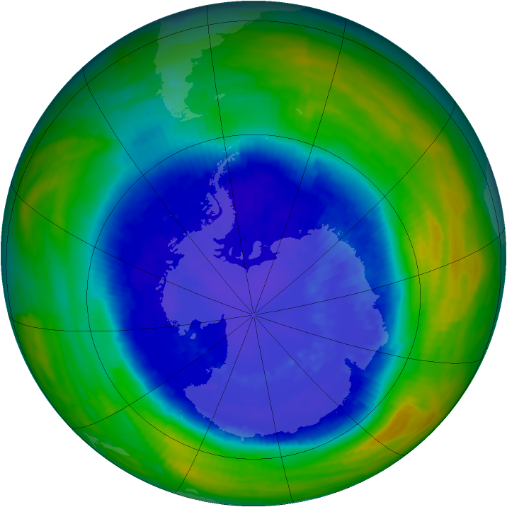 Antarctic ozone map for 11 September 1993